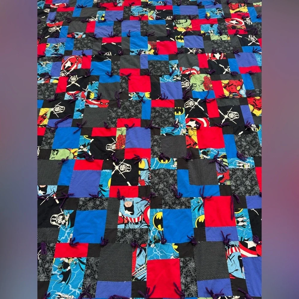 Handmade Marvel Superhero Patchwork Quilt Blanket Twin 60x80